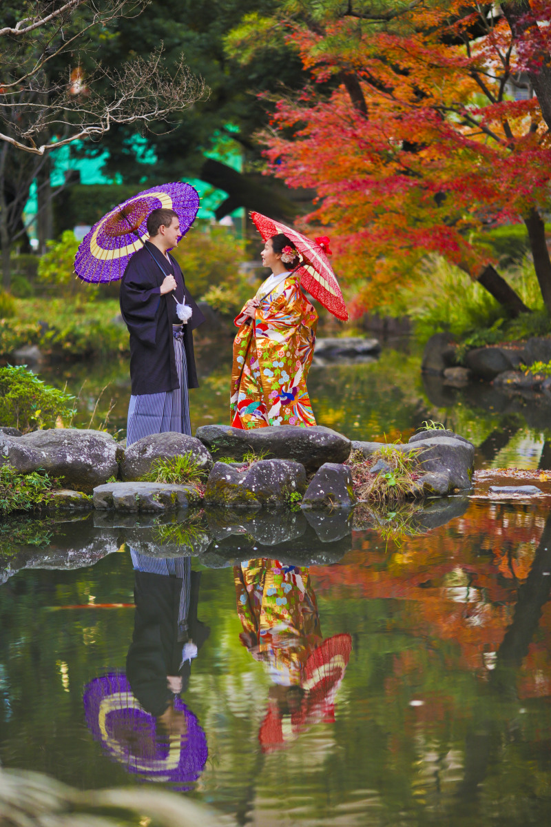 水面に写るおふたり