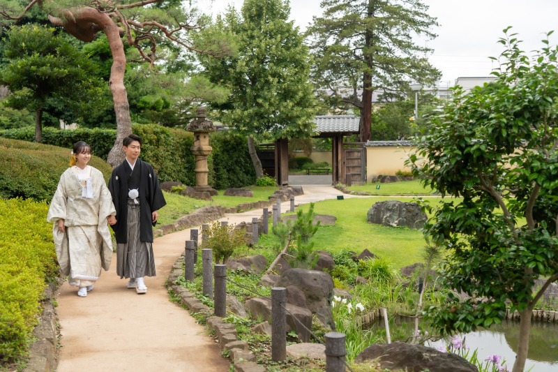 肥後細川庭園を和装で散策