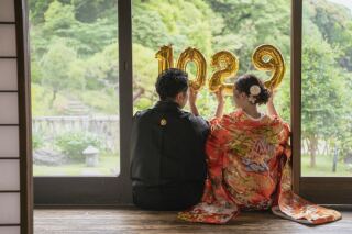 庭園＆和室で撮る色打掛ウエディングフォト