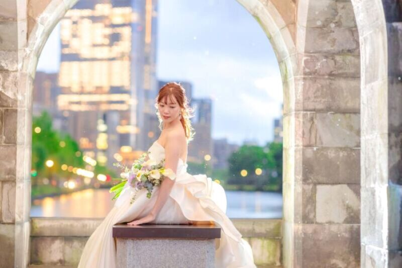 輝く夜景と花嫁様