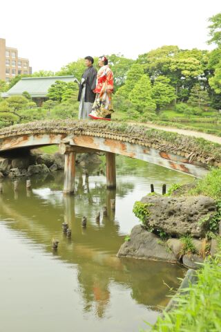 清澄庭園で白無垢と色打掛の2着で和装ロケ☆