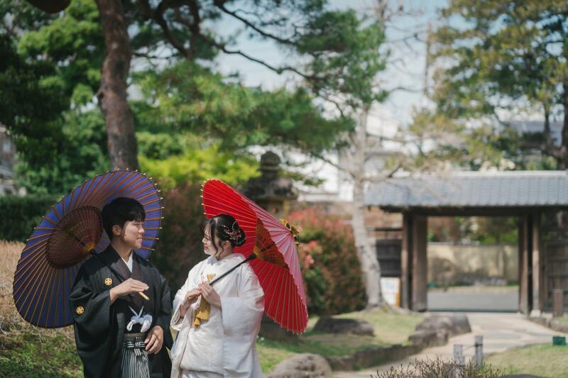 日本庭園&桜ロケ地にて白無垢ウエディングフォト