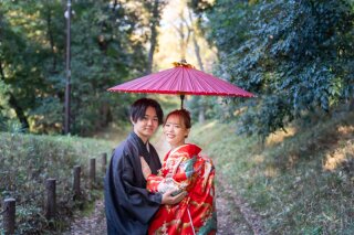 紅葉&times;庭園和装ロケ～鮮やかな色打掛にて