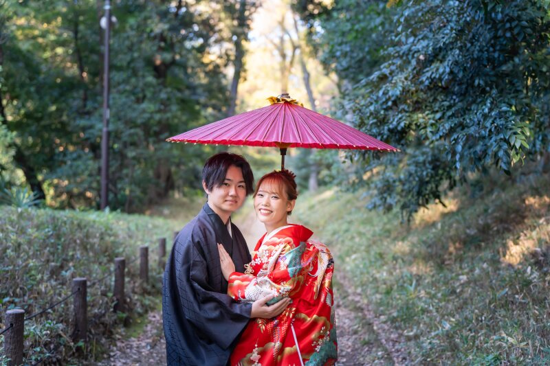 紅葉&times;庭園和装ロケ～鮮やかな色打掛にて