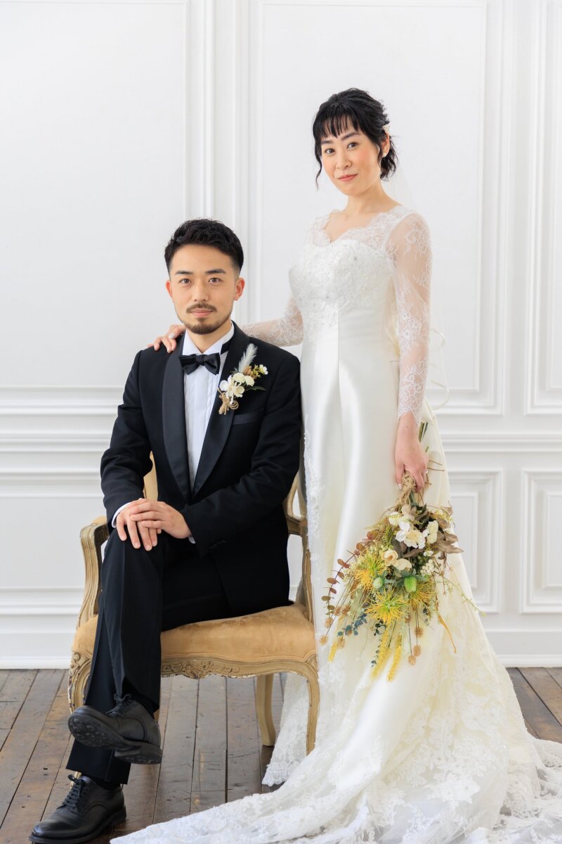 アンティークチェアでの記念写真