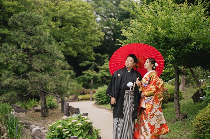 庭園へ移動し撮影開始