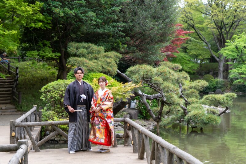 新緑の日本庭園で和装前撮り