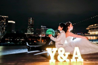 開放的なビーチから大桟橋でナイトフォトを