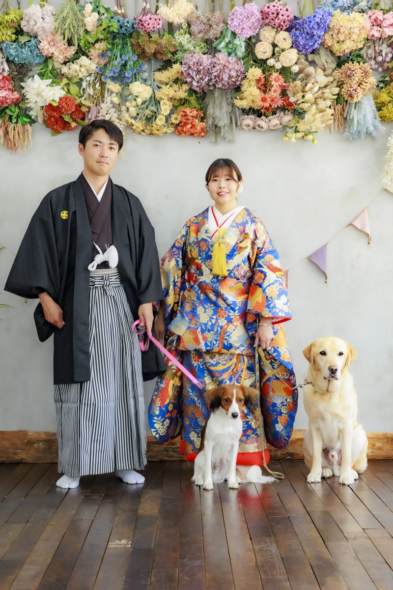 華やかなお花のセットで愛犬と一緒に