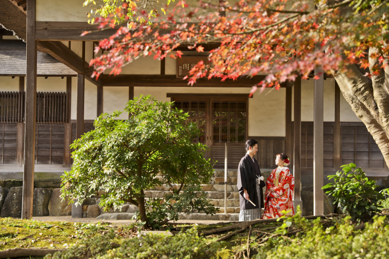 紅葉と一緒に