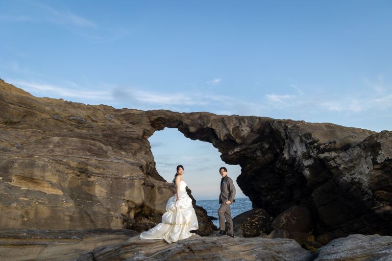 ダイナミックな岩場にて