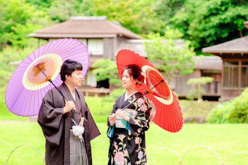 【三渓園】黒振袖&times;紫陽花咲く初夏の庭園前撮り