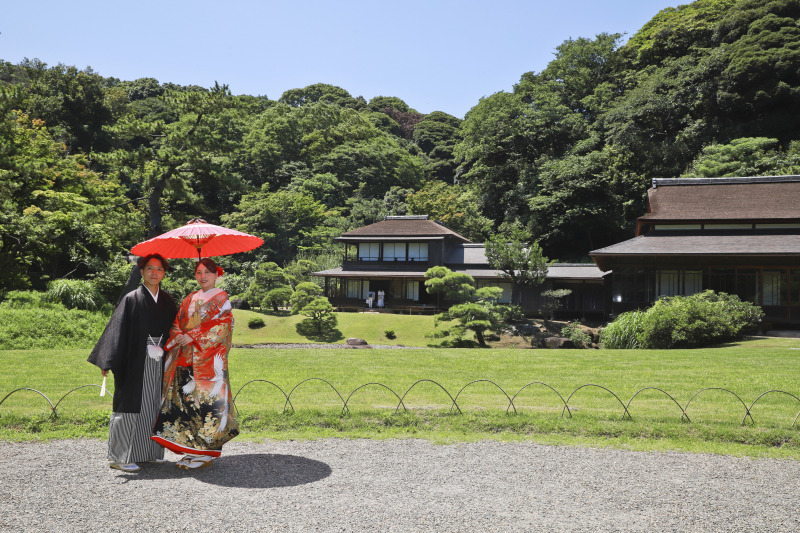 緑と和装で華やかに☆