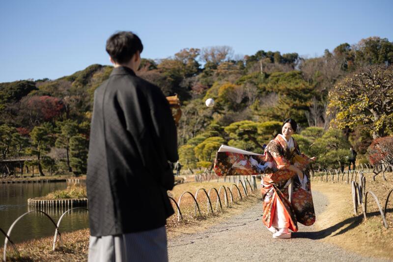 野球がお好きなお二人ならではのキャッチボール撮影
