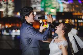 日本大通り＆大桟橋で明るい時間からナイトまでのウエディングフォト撮影