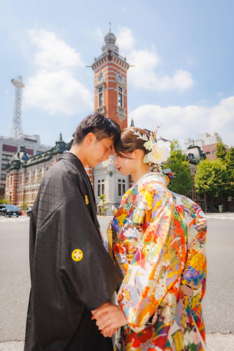 街中で和装フォト