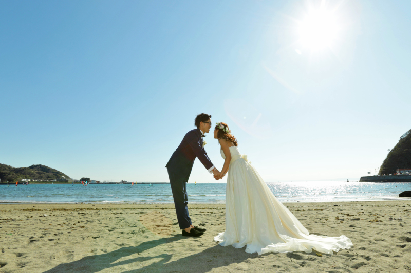 ビーチをバックに！