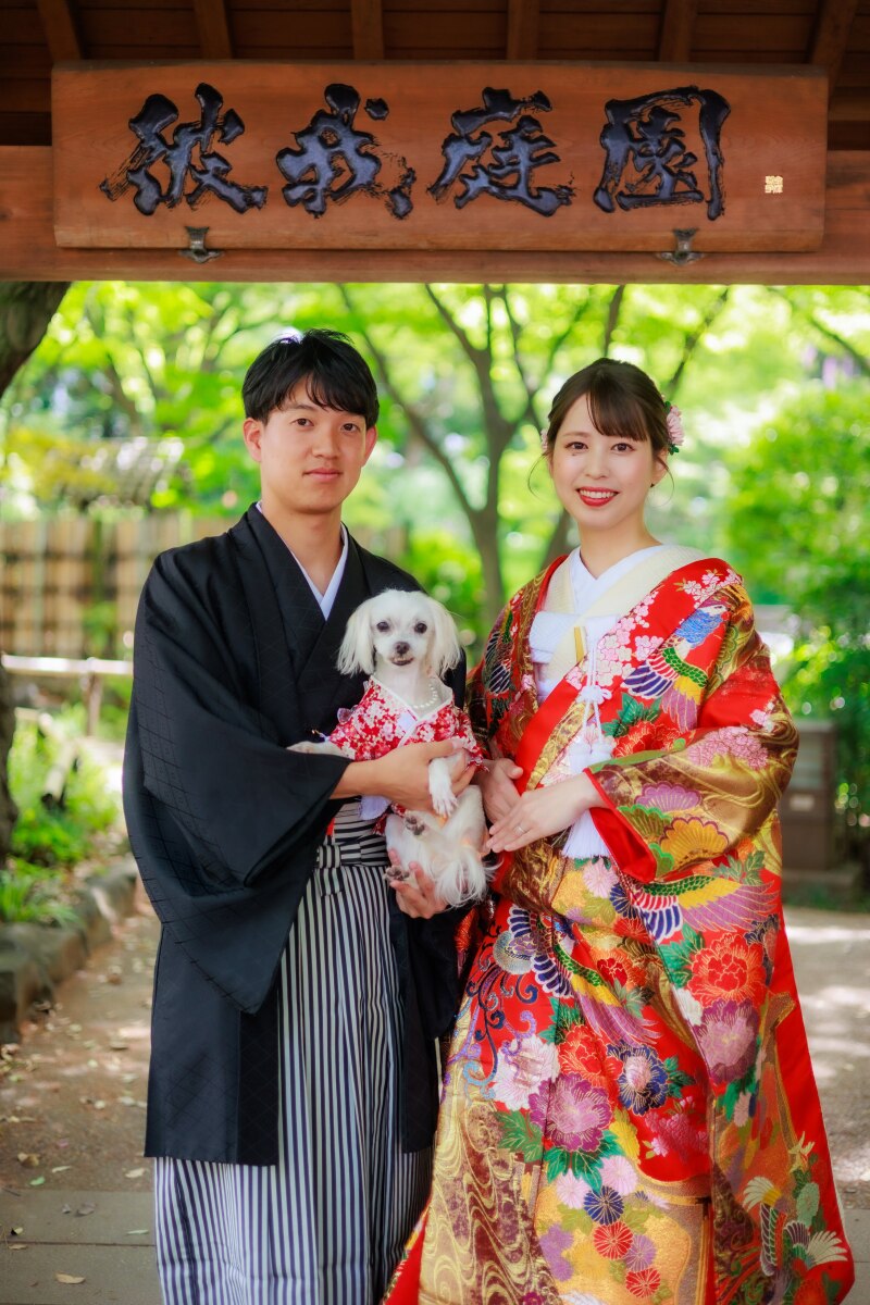 愛犬と家族写真