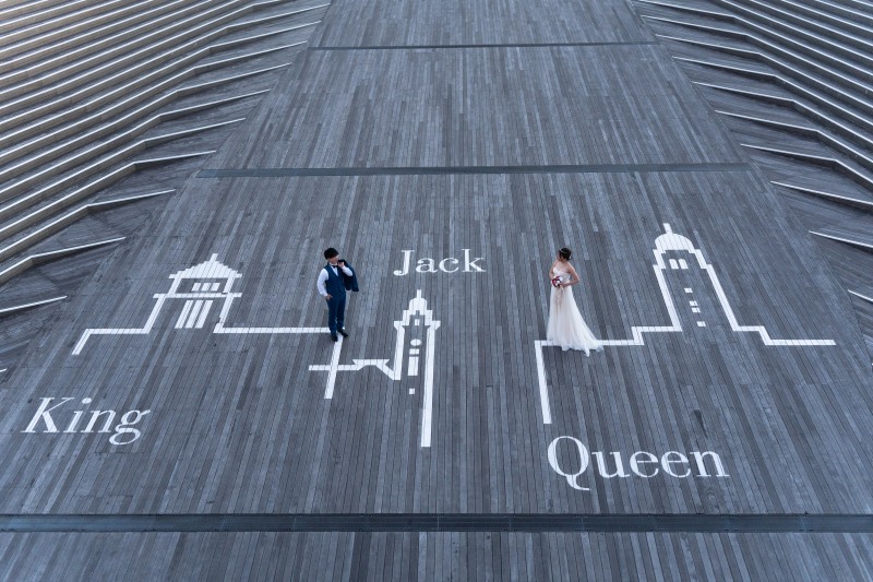 横浜三塔の絵のスポットで撮影開始