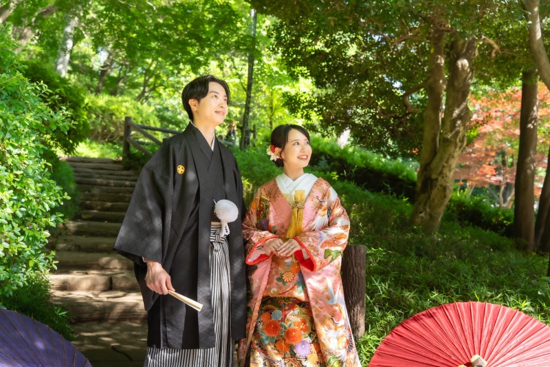 【有栖川宮記念公園】色打掛&times;新緑の和傘で叶える庭園和装前撮り