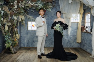 シック＆ナチュラルな洋装スタジオのフォトウエディング撮影