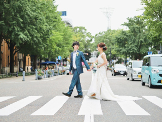 ドレスとタキシードで街中スナップ撮影☆