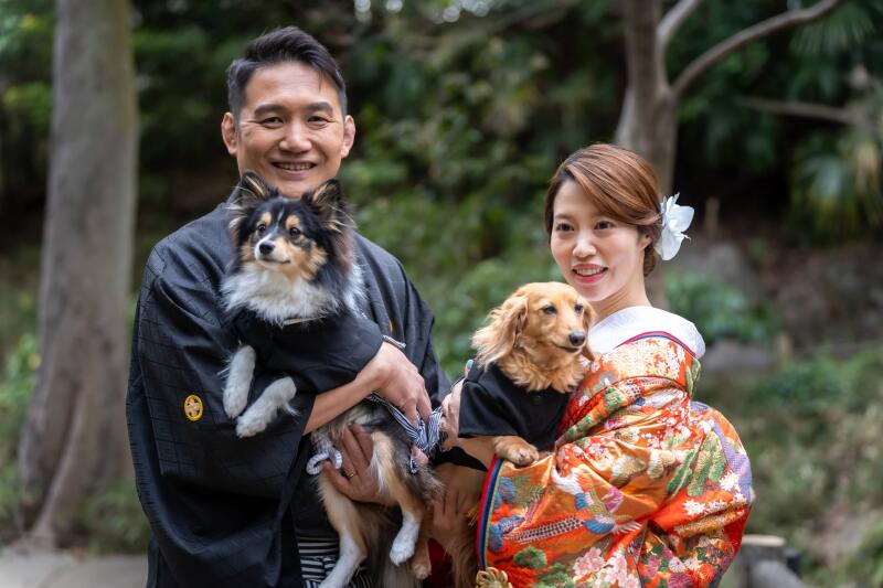 大切な家族と一緒に撮影を