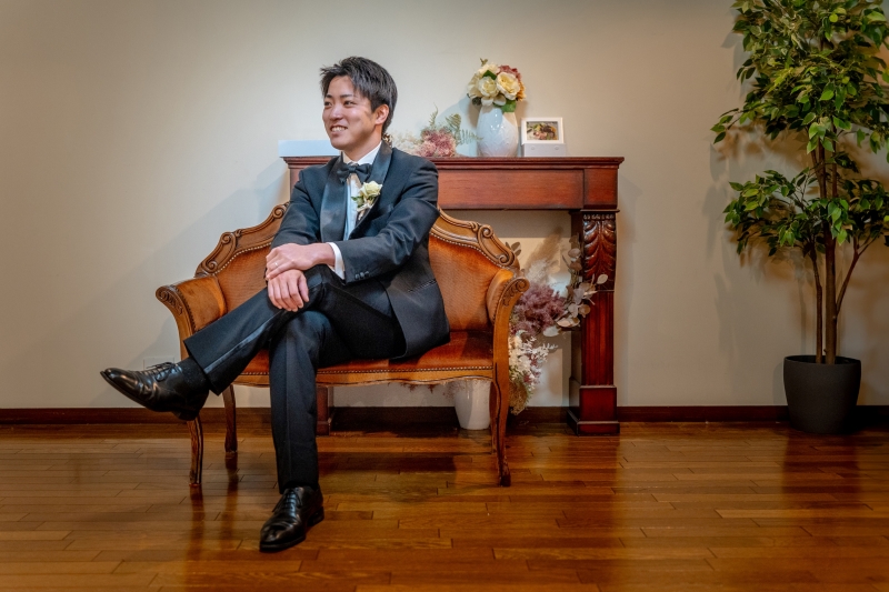 ハンサムなご新郎様のカッコいいピンカット