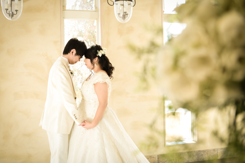 おでこを合わせて・・・