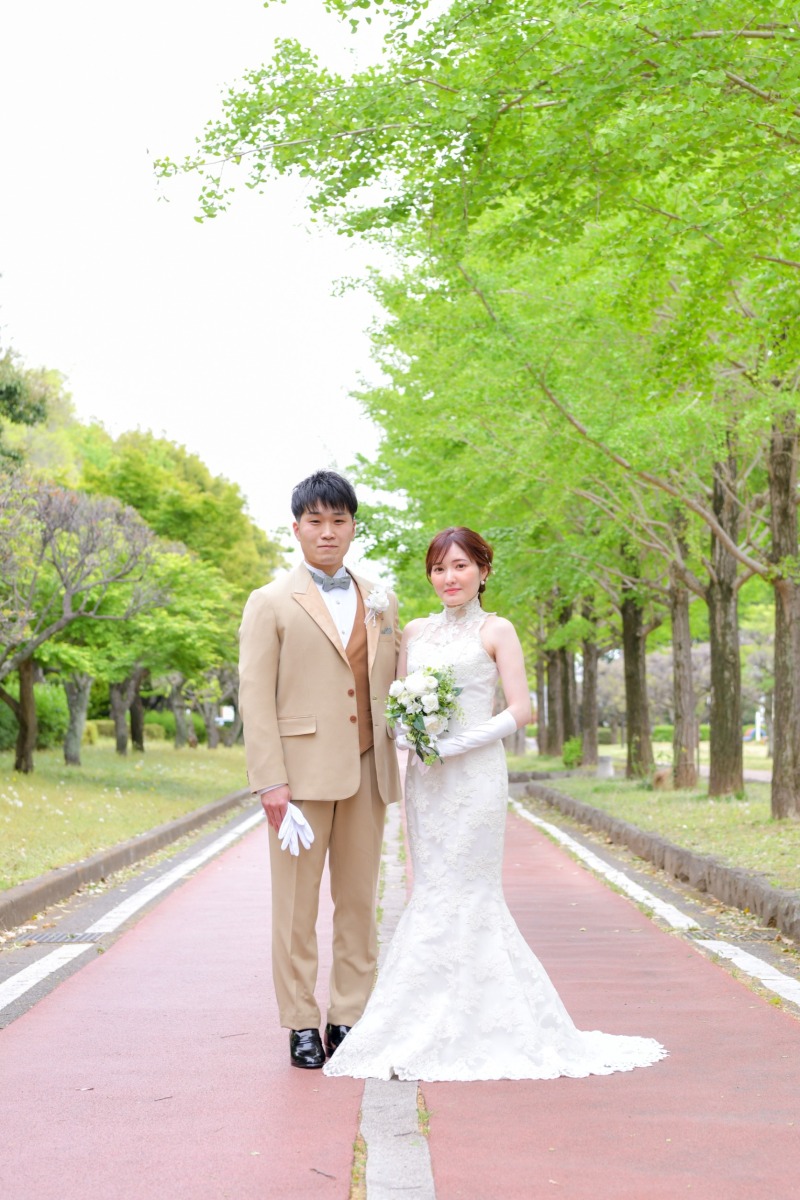 バージンロードのような場所でお撮影スタート♡