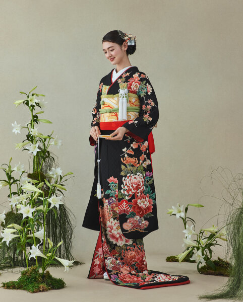 黒 松寿藤花文