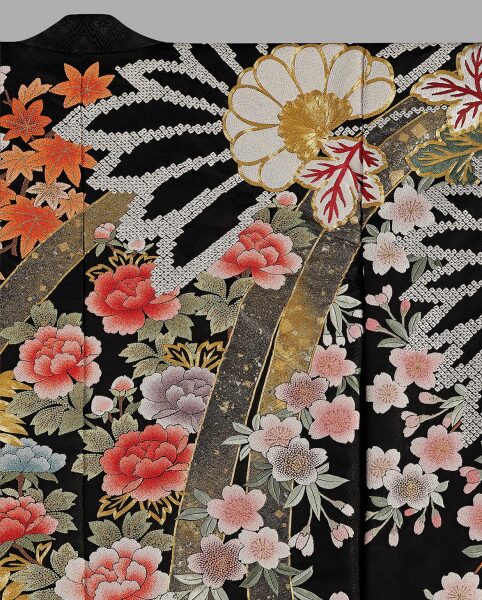 黒 手刺繍熨斗麗華寿文