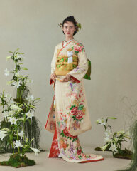 薄香色 花籠吉祥文