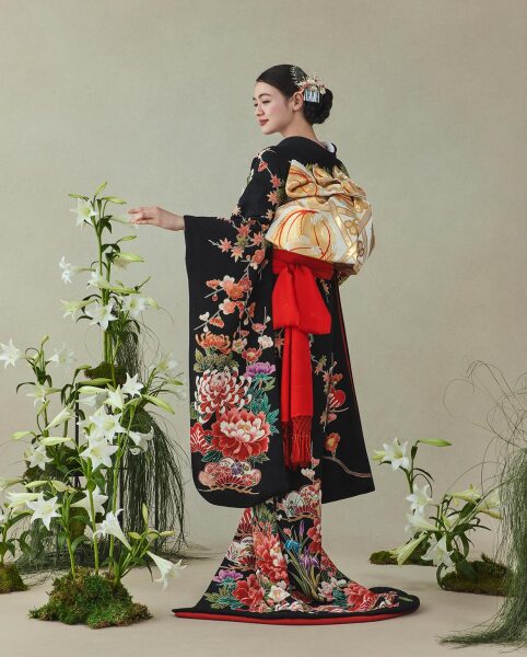 黒 松寿藤花文