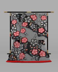 黒 絞り桜花吉祥文様