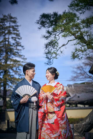 庭園にて和装撮影