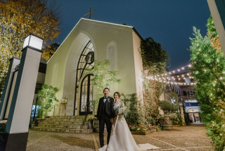 当館でのナイト撮影！本格教会でのフォトウエディング。