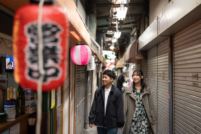 レトロな街並みで