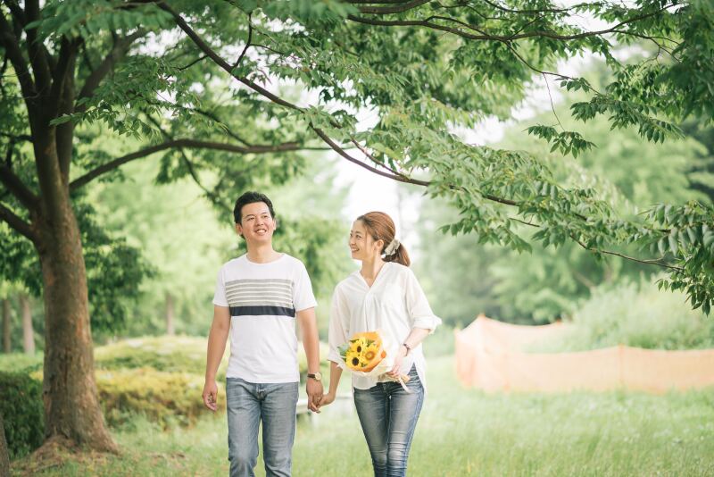 向日葵と共に夏の撮影