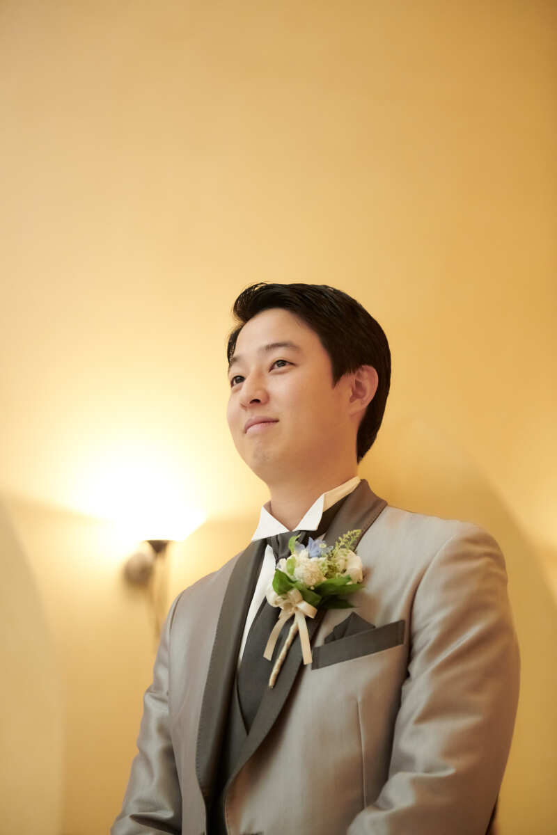 先に礼拝堂で待つ新郎様