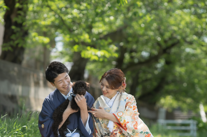 【ペットと一緒に撮影】ロケーションフォト(和装1着+新婦ヘアメイク+全データ)