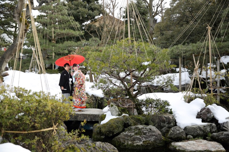 お庭の雪が綺麗