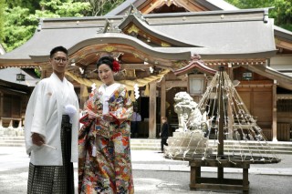 神社で撮影