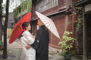 ひがし茶屋街は白無垢が素敵