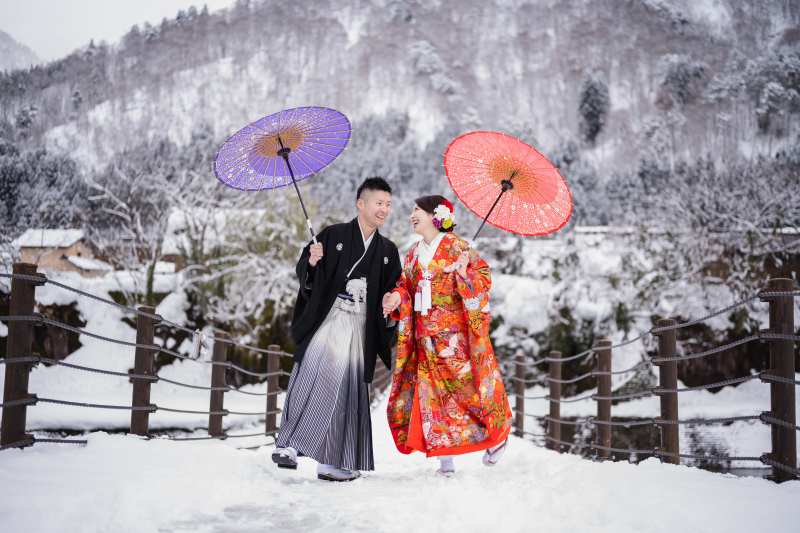 【ウインタープラン】和装1着撮影「雪の白川郷ロケーションプラン」合掌造りの室内撮影や屋根裏部屋での撮影も可能。