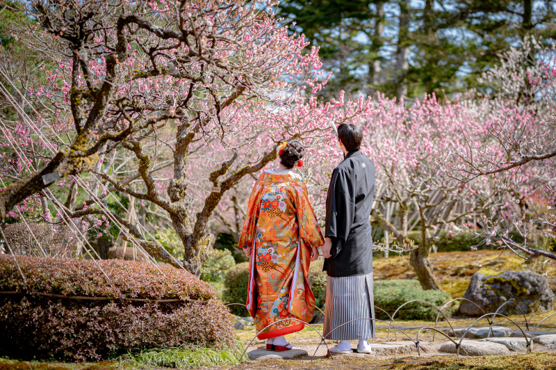 【兼六園、梅林限定プラン】梅林の美しさを魅せる兼六園での和装撮影プラン