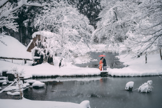 【ウインタープラン】和装1着撮影「雪の白川郷ロケーションプラン」合掌造りの室内撮影や屋根裏部屋での撮影も可能。