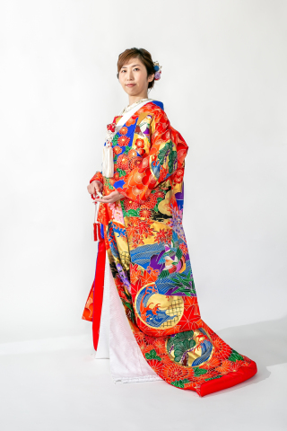 61 扇面に松おしどり