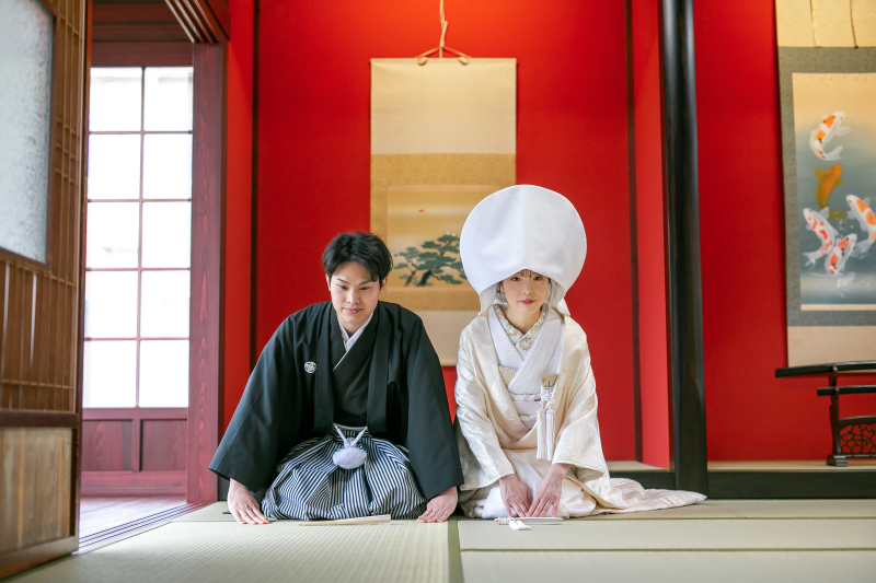 綿帽子の正座ポーズ