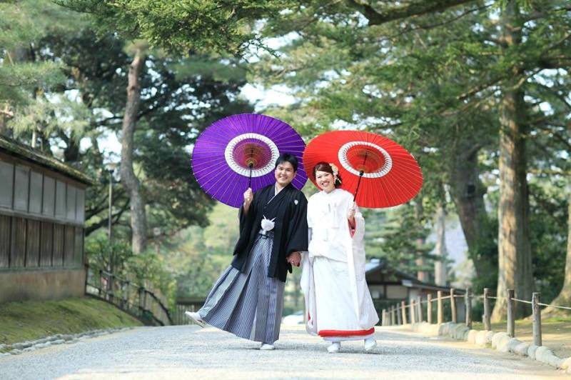 番傘を持ちながら